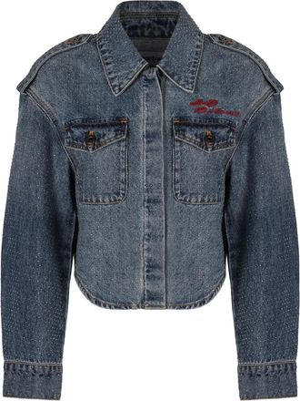 Self Portrait Giacca crop con borchie - Blu