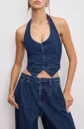 Good American Denim Halter Vest in Indigo724 at Nordstrom, Size X-Small