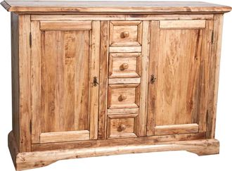 Biscottini International Alacena De Estilo Country De Madera Maciza De Tilo Acabado Con Efecto Natural 135x45x92 Cm