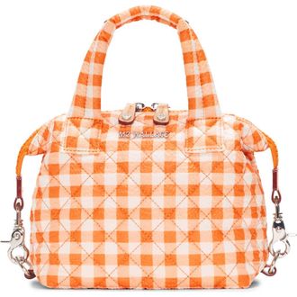 MZ Wallace Micro Sutton Tote in Sunset Orange Gingham at Nordstrom