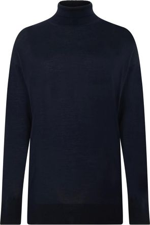 Max Mara Truien & Vesten, Dames, Blauw, S, Wol, Trui met Hoge Kraag