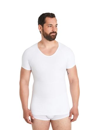Finn Seamless Compression Vest Mens Without Seams - Figure-Shaping Shapewear Short Sleeve Shirt - Strong Body Shaper for Men White M