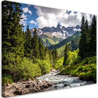 Feeby Impresi&oacute;n De Imagen, Paisaje Monta&ntilde;as Bosque R&iacute;o Naturaleza, 120x80