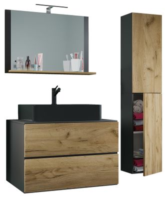 ebuy24 4 Piezas Lavabo Muebles De Ba&ntilde;o Lendas 80 Cm L 150x114x52 - Vcm
