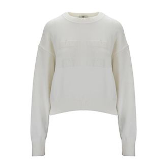 Elisabetta Franchi Cropped sweater met ronde hals - Dames - Ronde hals truien - Wit - S - Polyester - Truien & Vesten