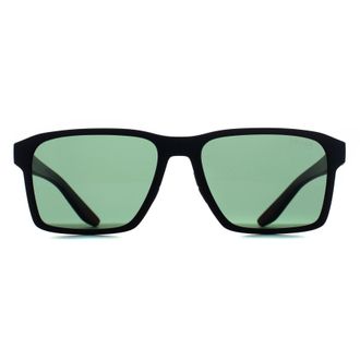 Prada Rectangle Mens Black Rubber Tuning Dark Green PS05YS - One Size