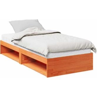 vidaXL Vidaxl - Div&aacute;n Con Colch&oacute;n Marr&oacute;n Cera 100x200 Cm Madera Maciza De Pino