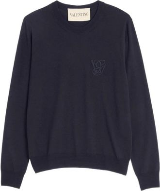 Valentino Crewneck Sweater - Heren - Ronde hals truien - Blauw - M - Wol - Truien & Vesten