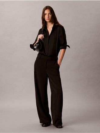 Calvin Klein Jeans Calvin Klein Womens Twill Wide Leg Pants - Black - 10