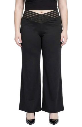 Standards & Practices Mesh V-Waist Palazzo Pants in Black at Nordstrom, Size 3 X