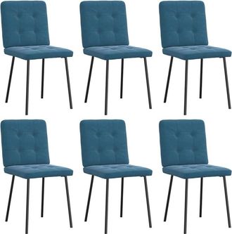 vidaXL Sillas De Comedor 6 Unidades Terciopelo Azul Vidaxl