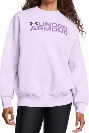 Under Armour Rival Fleece Wordmark Oversized Crew Sweatshirt In Salt Purple