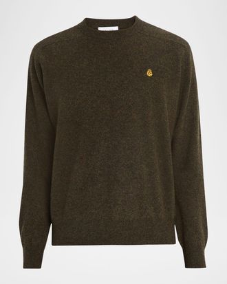 Alexander McQueen Mens Embroidered Skull Wool Crewneck Sweater