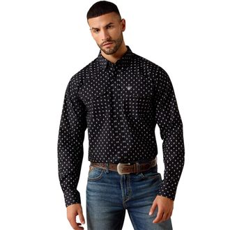 Ariat Mens Truth Fitted Western Snap Shirt Long Sleeve in Black Paisley Print, Size 2X-Large, by Ariat