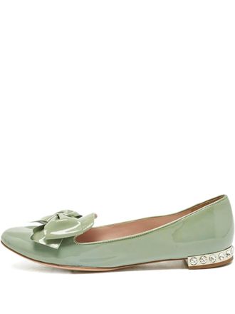 Miu Miu bow-embellishment ballet flats - Green