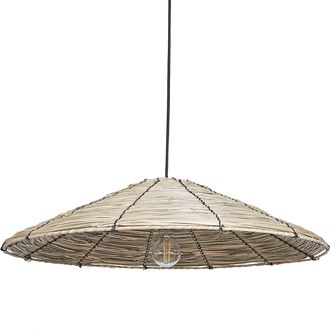 Beliani L&aacute;mpara Colgante Pantalla De Algas Marinas Base De Hierro Estilo Boho Natural Luagan