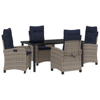 vidaXL Conjunto De Comedor De Jard&iacute;n 5 Pcs Gris Rat&aacute;n Sint&eacute;tico Vidaxl