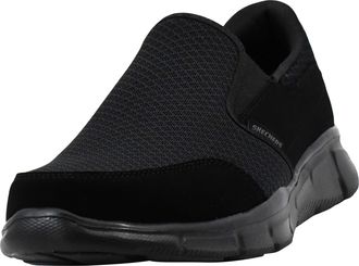 Skechers Mens Equaliser Persistent Low-Top Sneakers, Black Mesh/ Duraleather/ Trim, 5.5 UK
