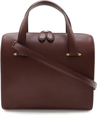Cartier Bordeaux Leather Handbag Shoulder Bag Tote Bag (Pre-Owned)
