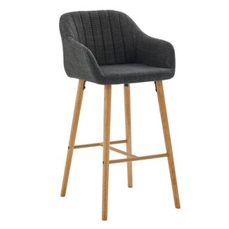 STILVORA Lote De 2 Taburetes De Bar Con Respaldo Alto Y Reposabrazos, Para Isla De Cocina Y Comedor, Lino, Negro