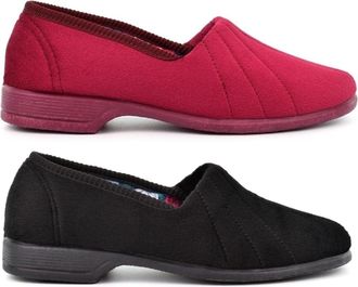 Generic Womens Slip On Slippers Size 5 Slip On Slippers Size 3 Womens Rubber Sole Slipper Ladies Carpet Slipper Rubber Sole Sizes 3-8 Red/Black 3 UK