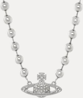 Vivienne Westwood Man. Thames Mini Bas Relief Necklace Silver Cubic Zirconia Men