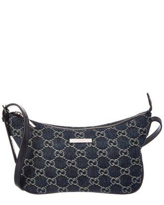 Gucci Lady Lunetta Small Gg Denim & Leather Shoulder Bag