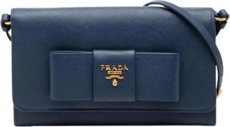 Prada Pre-owned Cross Body Bags, female, Blue, Size: ONE SIZE Pre-owned Wallet on Strap