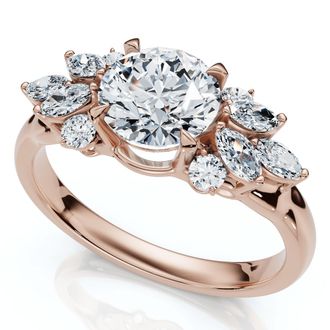 Pompeii3 Certified 1 1/4ct Feather Diamond Accent Ring 14k Gold or Platinum Lab Grown