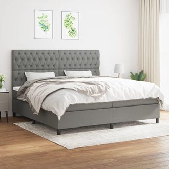 vidaXL Vidaxl - Cama Box Spring Con Colch&oacute;n Tela Gris Oscuro 200x200 Cm