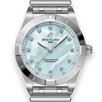 Breitling Chronomat Quartz Chronometer Diamond Blue Dial Ladies Watch A72310101C1A1