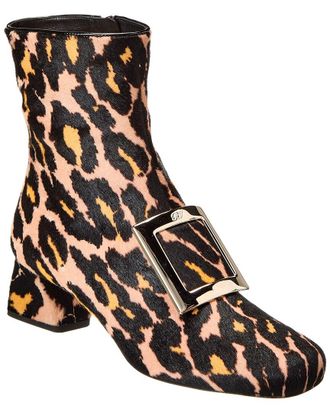 Roger Vivier Logo Plaque Piping Haircalf Bootie