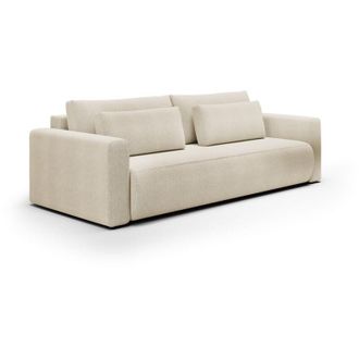 Dmora Divano Letto 2 Posti Erbezzo, Contenitore, di Apertura a Libro, Reclinabile, 240x105 cm Bianco Crema