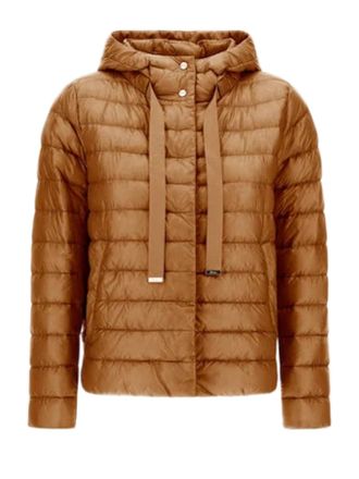 Herno Lightweight Quilted Camel Jacket With Grosgrain Detailing