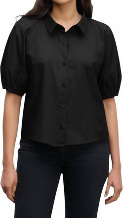 Velvet Autumn Puff Sleeves Shirt In Black