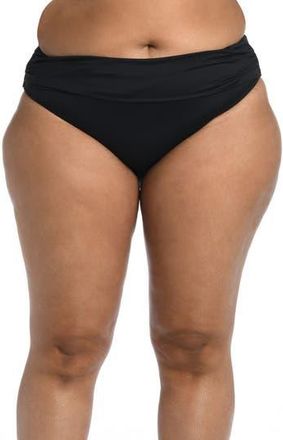 La Blanca Shirred Banded Hipster Bikini Bottoms in Black at Nordstrom Rack, Size 16W