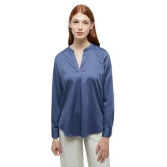 Eterna Dames, Blouses & Shirts, Blauw, Maat: XL