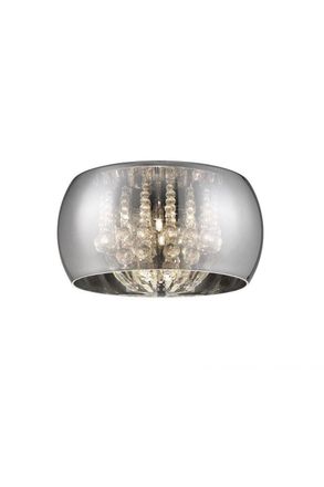 Netlighting Deni 6 Light Flush Ceiling Light Chrome Crystal Ceiling Light in Grey