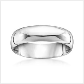 Ross-Simons Mens 6mm 14kt White Gold Wedding Ring
