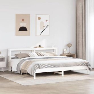 vidaXL Cama Sin Colch&oacute;n Madera Maciza De Pino Blanca 180x200 Cm Vidaxl