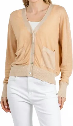 In Bed With You Stampato V Pocket Cardigan In Beige