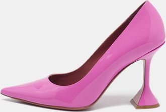 Amina Muaddi Pink Patent Leather Ami Pumps