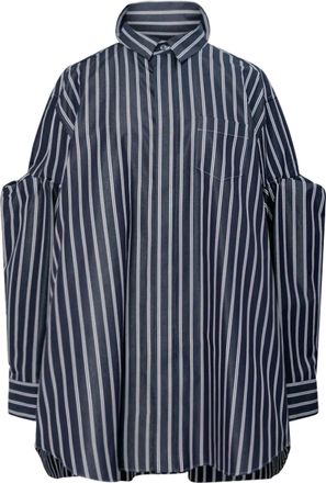 sacai Oversized Black Poplin Shirt with Unique Elbow Cut-Outs
