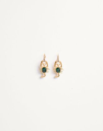 Valentino Garavani Orecchini Gardienne in Metallo, Cristalli e Vetro Donna ANTIQUE BRASS/EMERALD UNI