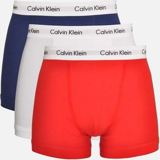 Calvin Klein Mens 3-Pack Boxer Trunks, Blue/Red/White - Size: 29/28/32