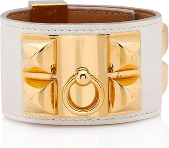 Herm&egrave;s Swift Calfskin Collier De Chien Bracelet (Authentic Pre-Loved)