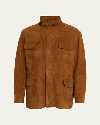 Loro Piana Mens Traveller Lambskin Suede Field Jacket