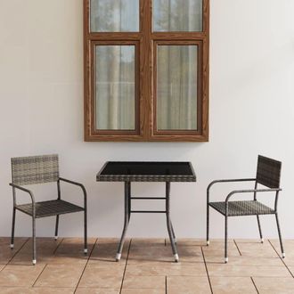 Berkfield Home 3 Piece Garden Dining Set Poly Rattan Anthracite & Grey