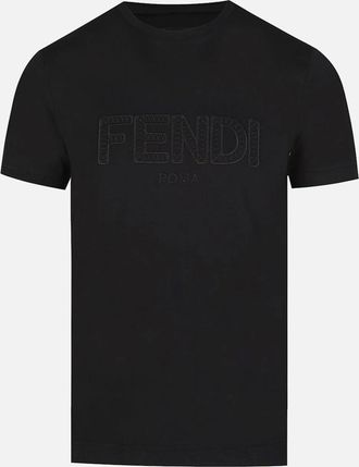 Fendi Mens Fendi Zig-Zag Logo T-Shirt in Black - Size: 38