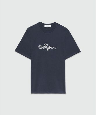 Msgm Blue Cotton Mens T-Shirt